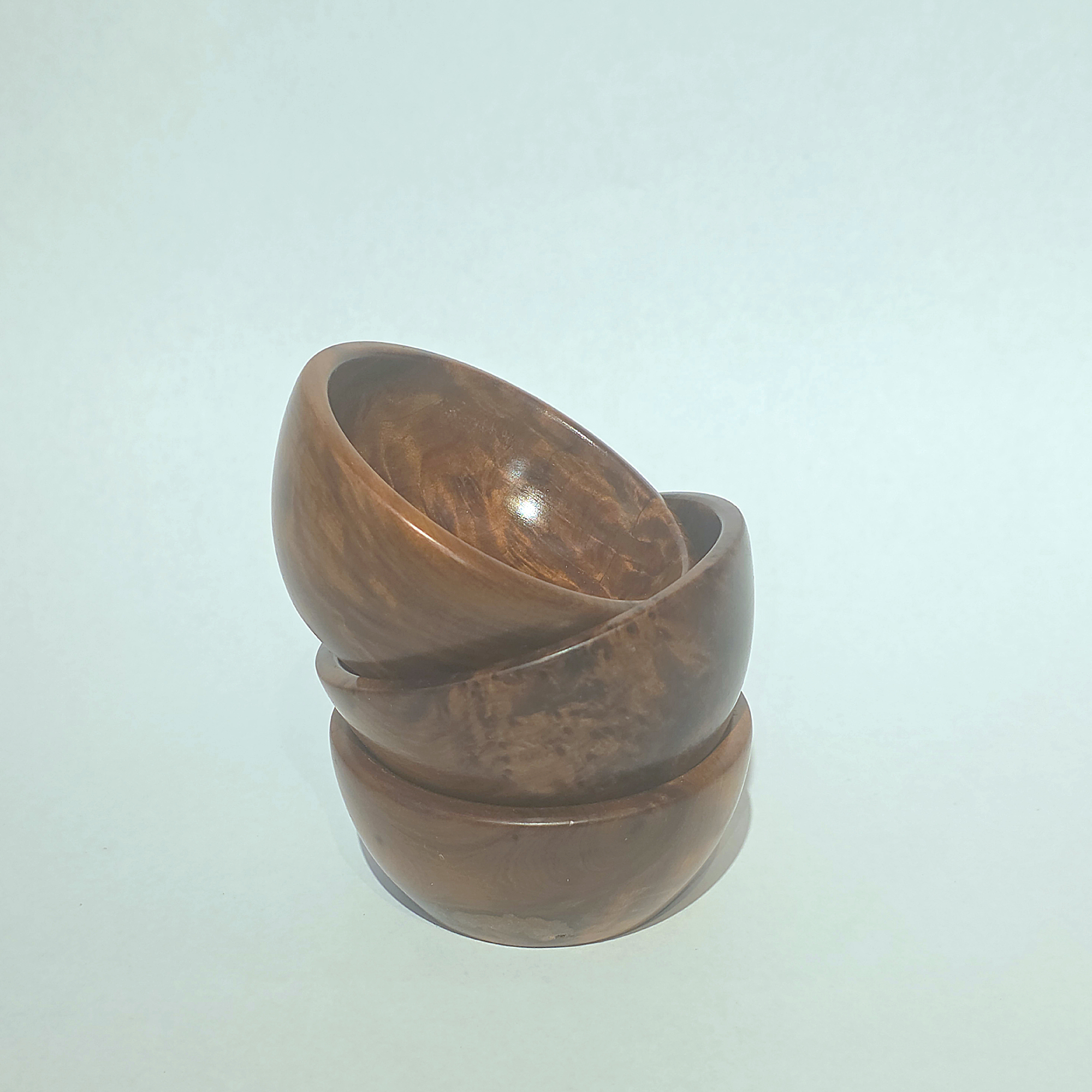 Bol Artisanal en bois de Noyer - 8cm - x3 – Image 2